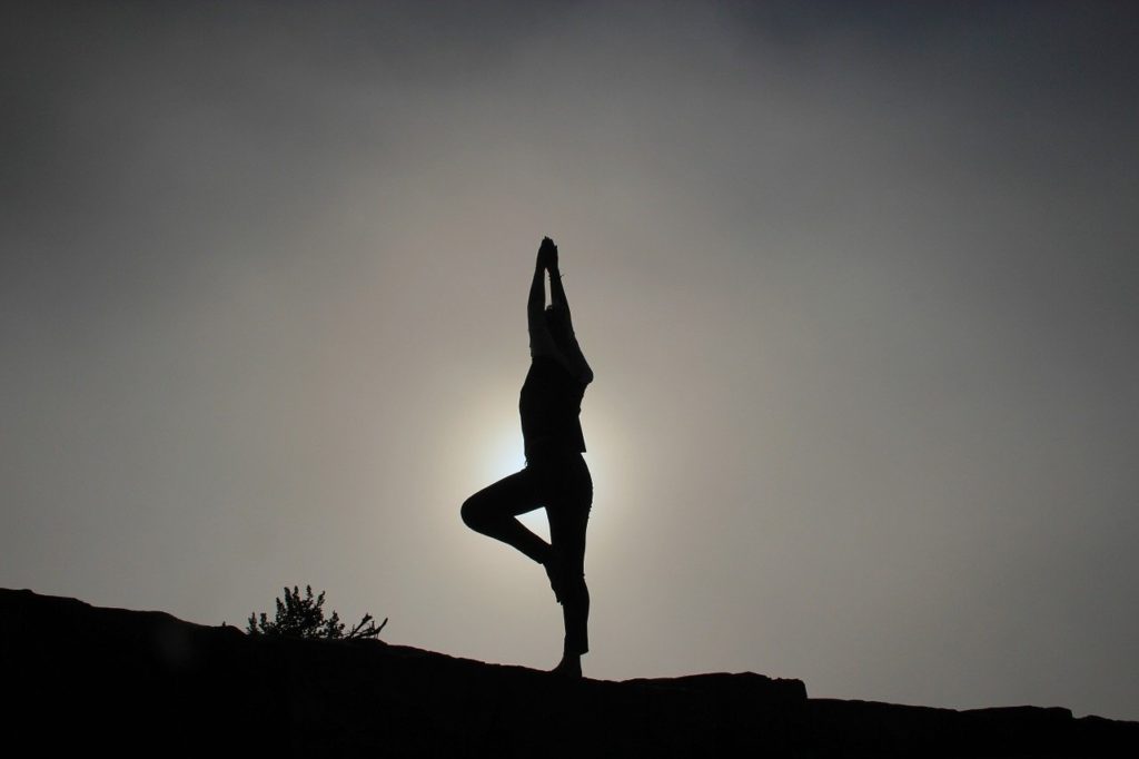 yoga pose, silhouette, person